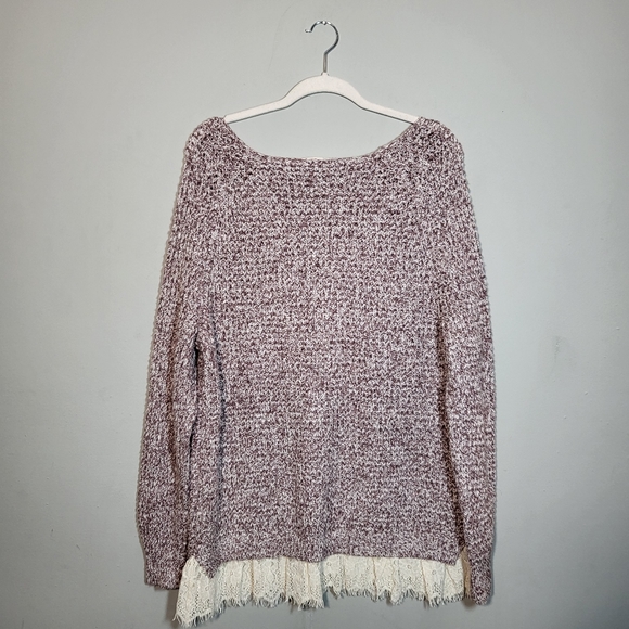 🩷 SOFT SURROUNDINGS Pink Knit Lace Underlay Detail Long Sleeve Top size - Picture 3 of 9